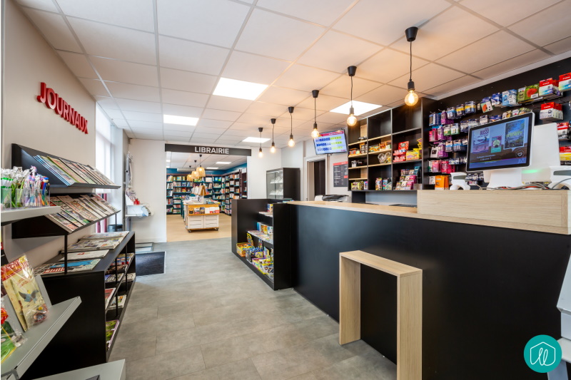 Agence etincelles Bordeaux Rénovation d’un magasin papeterie, presse et librairie